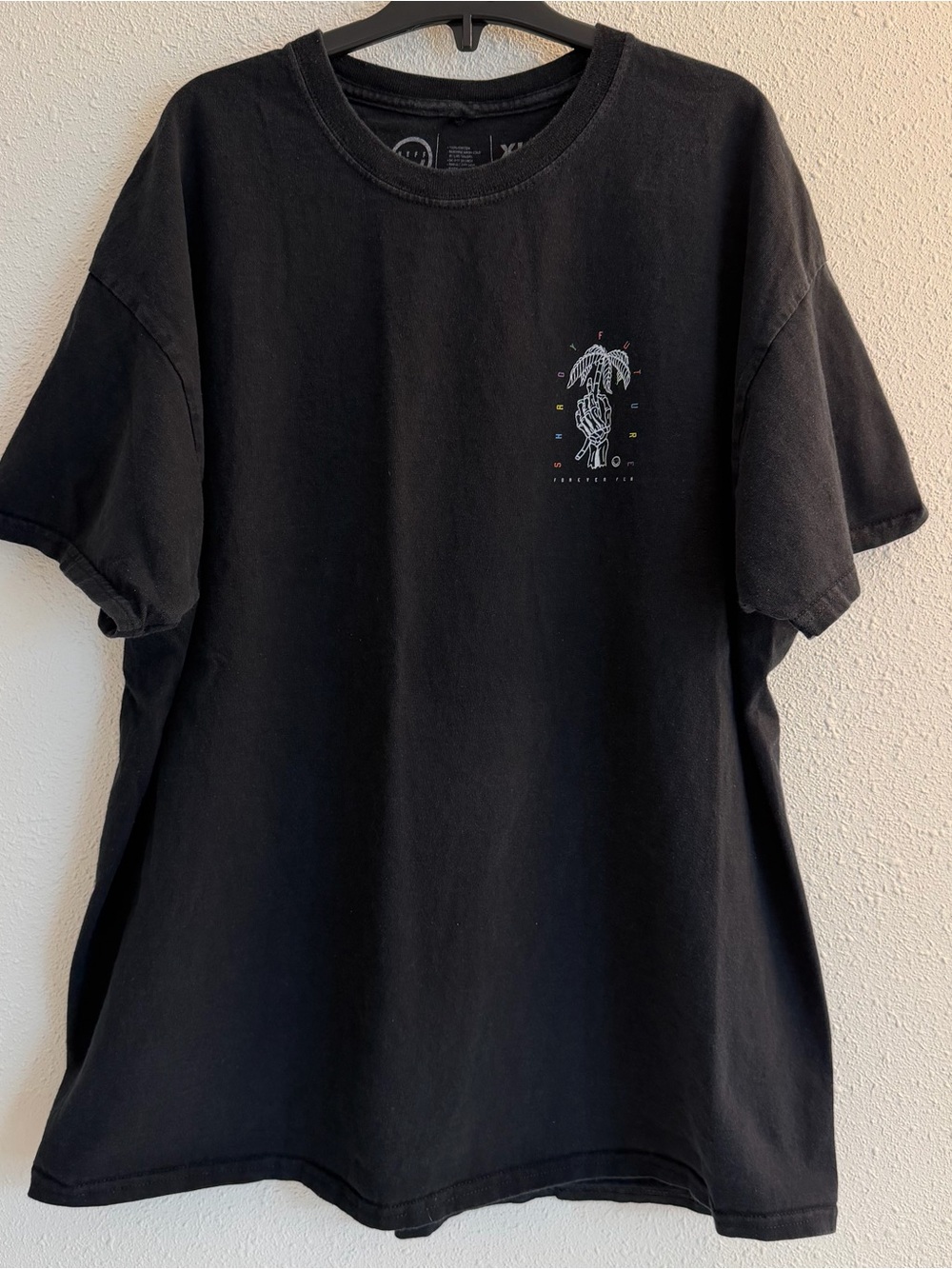 Neff Black Short Sleeve Tee with Small White Palm Graphic